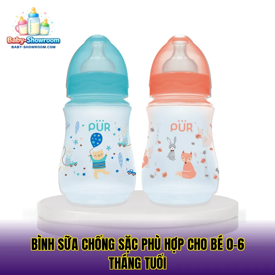 Bình sữa chống sặc phù hợp cho bé 0-6 tháng tuổi