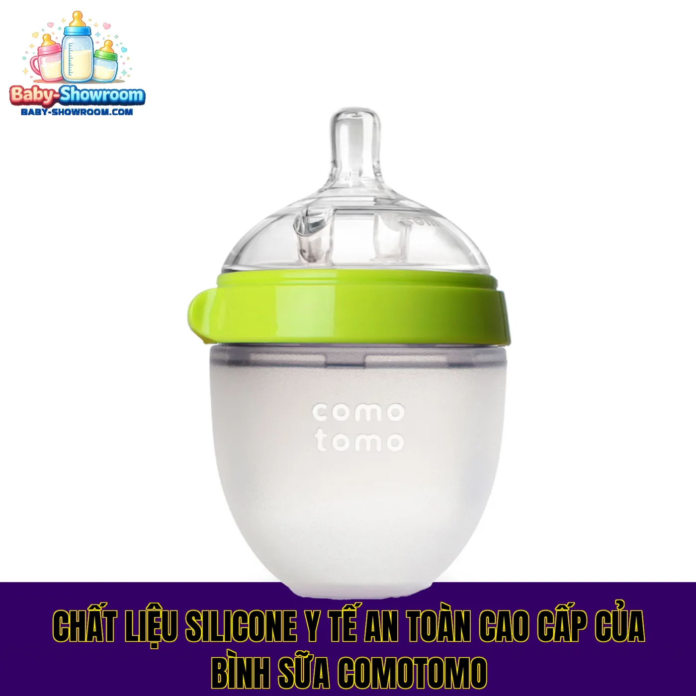 Chất liệu silicone y tế an toàn cao cấp của bình sữa Comotomo