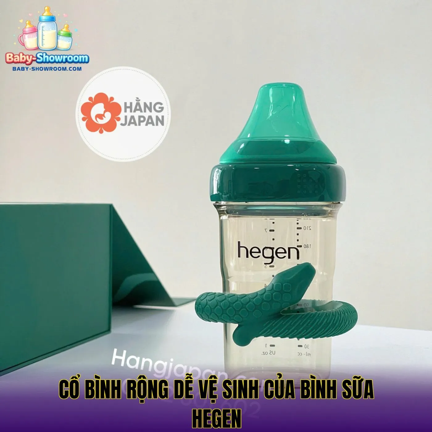 cổ bình rộng dễ vệ sinh của bình sữa hegen
