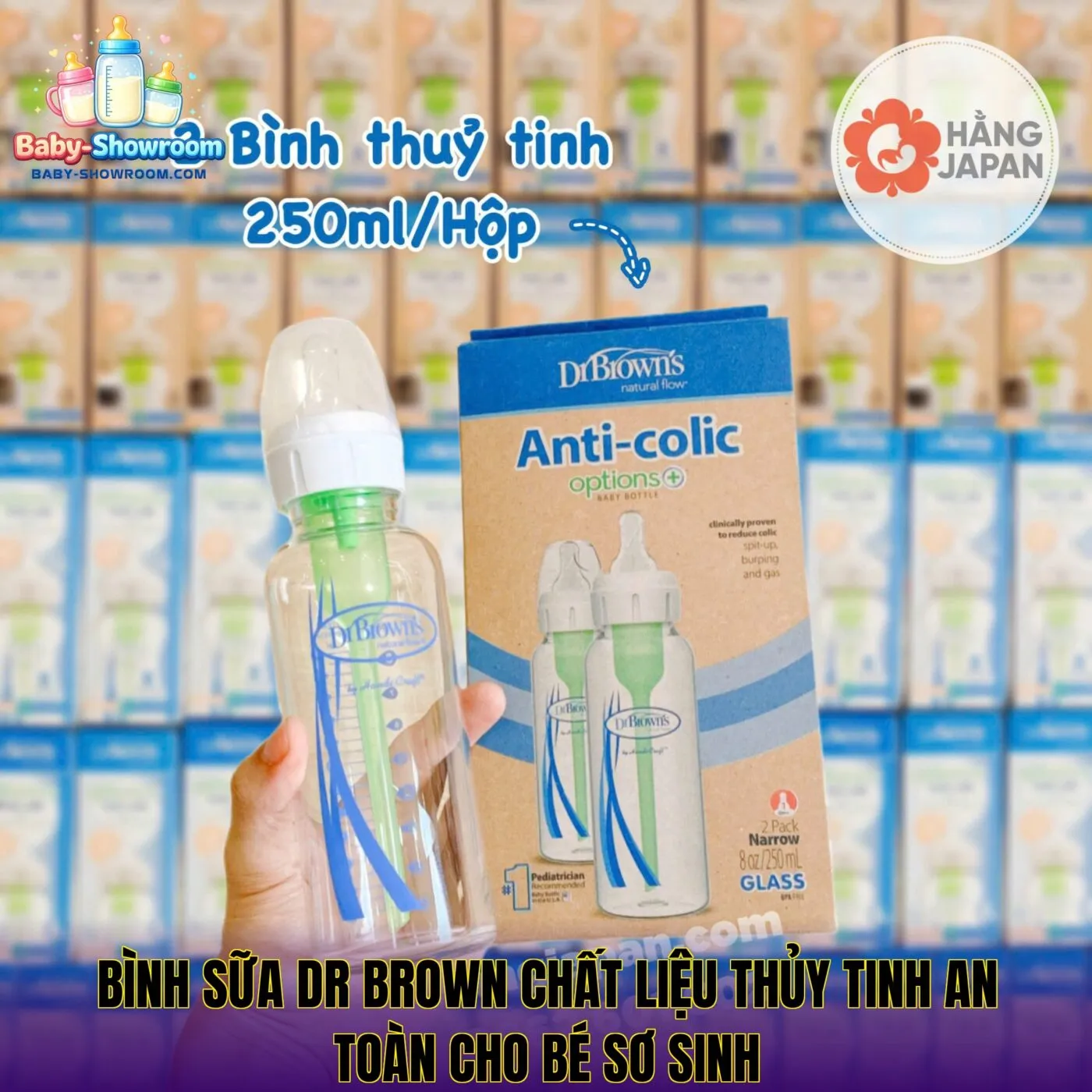 Bình sữa Dr Brown chất liệu thủy tinh an toàn cho bé sơ sinh
