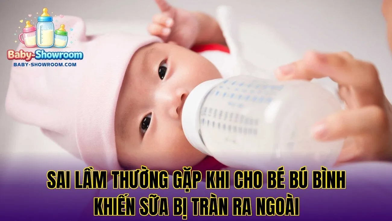 Sai lầm thường gặp khi cho bé bú bình khiến sữa bị tràn ra ngoài