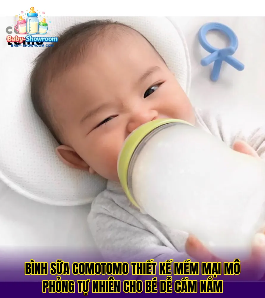 Bình sữa Comotomo thiết kế mềm mại mô phỏng tự nhiên cho bé dễ cầm nắm