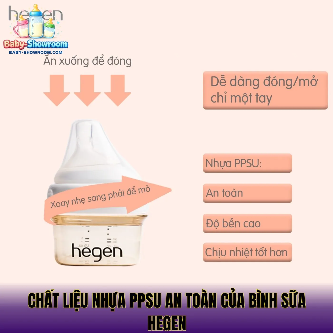chất liệu nhựa PPSU an toàn của bình sữa hegen