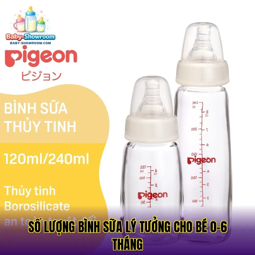 Số lượng bình sữa lý tưởng cho bé 0-6 tháng