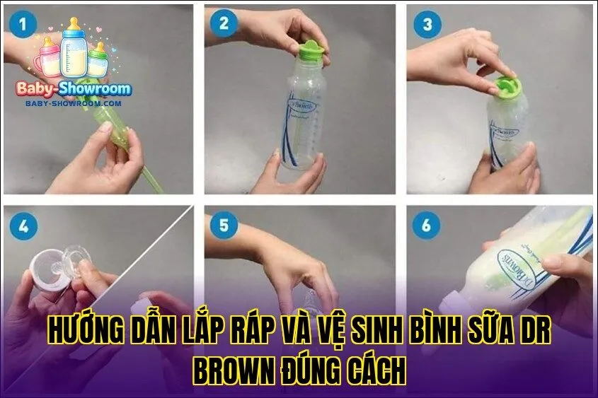 Hướng dẫn lắp ráp và vệ sinh bình sữa Dr Brown đúng cách