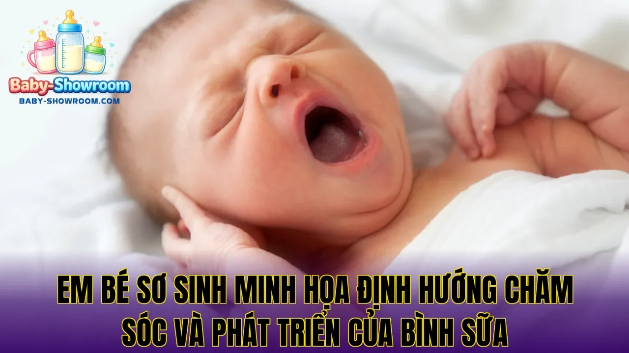 Em bé sơ sinh minh họa định hướng chăm sóc và phát triển của Bình Sữa