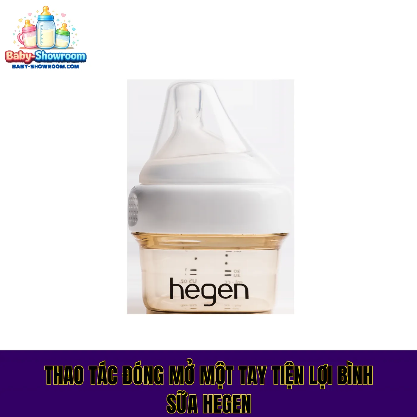 thao tác đóng mở một tay tiện lợi bình sữa hegen