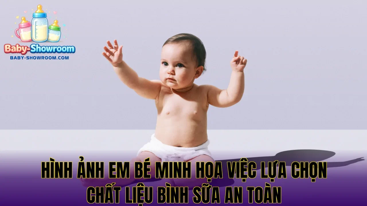 Hình ảnh em bé minh họa việc lựa chọn chất liệu bình sữa an toàn