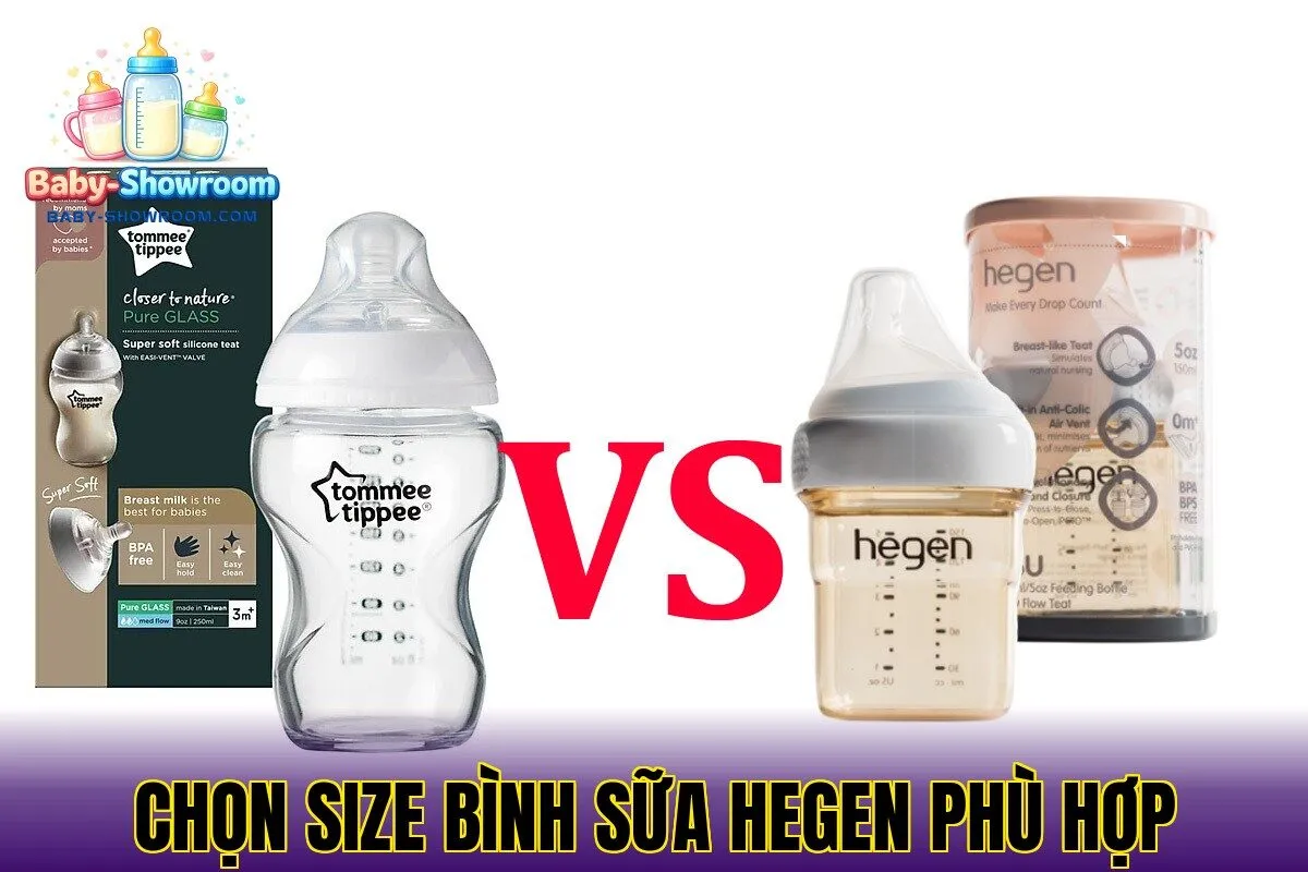 chọn size bình sữa hegen phù hợp