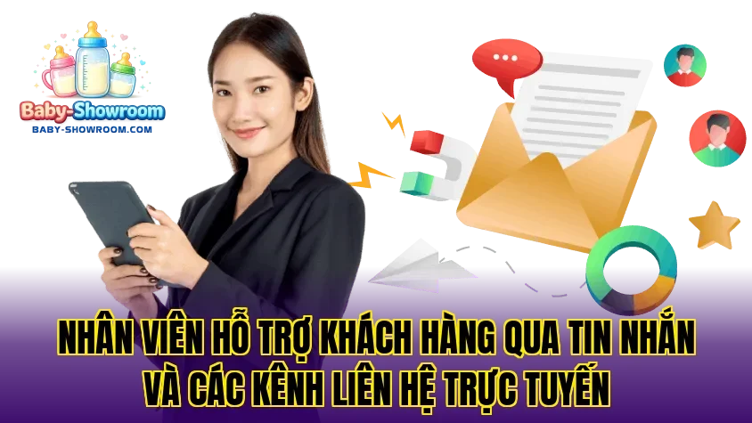 Nhân viên hỗ trợ khách hàng qua tin nhắn và các kênh liên hệ trực tuyến